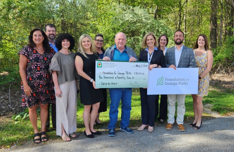 Foundation for Geauga Parks accepts $10,025 check from Leadership Geauga May 2024